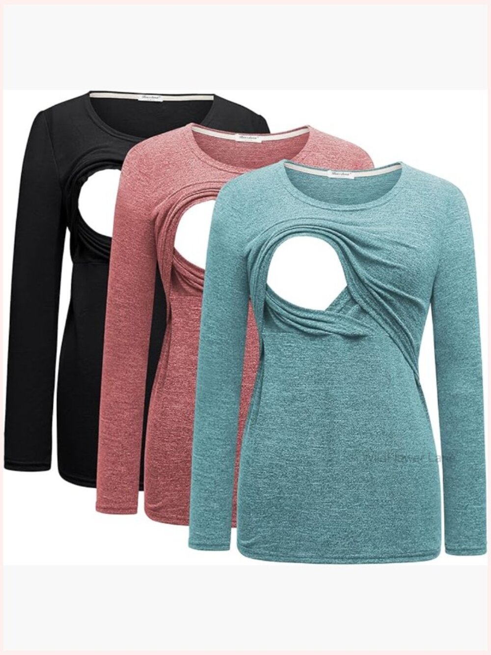 Maternity Nursing Tops Long Sleeve Breastfeeding Shirts 3 Pack